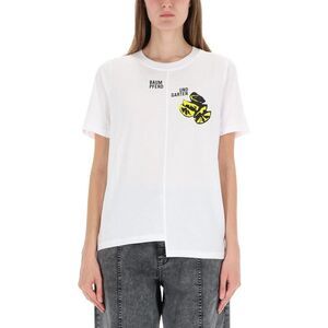 BAUM UND PFERDGARTEN Graphic Print Asymmetrical Hem T-Shirt Women WHITE T-Shirts